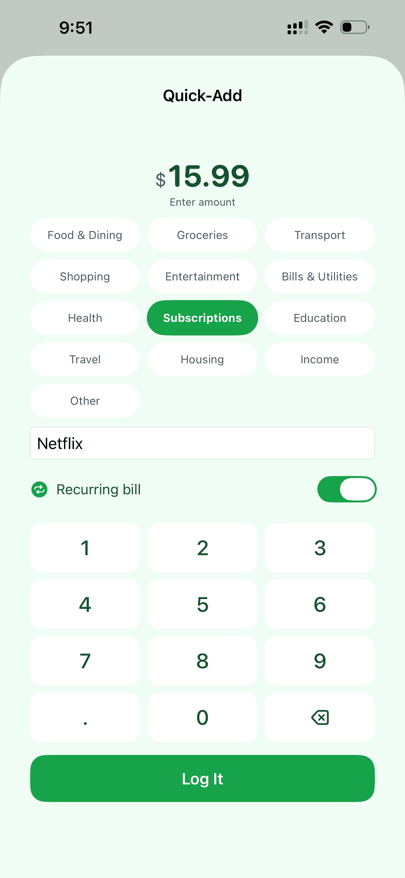 Quick Add Real UI